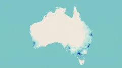 Mapa Austrálie na modrom pozadí
